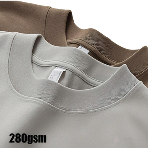 T-shirt Homme Personnalisé Haut de Gamme à Épaules Tombantes, Grammage Lourd 280g, Streetwear 100% Coton Uni, Coupe Oversize Luxe Écologique - Product Image 1