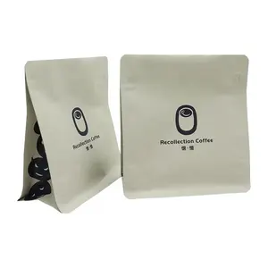 Custom Printed 250g 500g 1kg Aluminum Foil Coffee Bag Flat Bottom Zipper Coffee Packaging Bag With Valve
