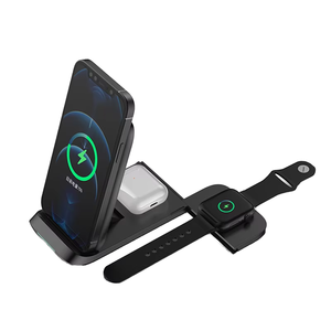 Chargeur sans fil rapide 15W de nouvelle conception, support de téléphone pliable magnétique <span class=keywords><strong>V8</strong></span>, chargeur de montre à pousser-tirer, station de charge sans fil 3 en 1 - Product Image 1