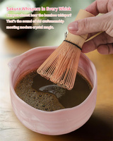 Ensemble Matcha de fleurs en cristal naturel Harmony Kit de 4 pièces en céramique de qualité alimentaire Bol à bec Fouet Scoop Chasen Holder pour la cérémonie du thé