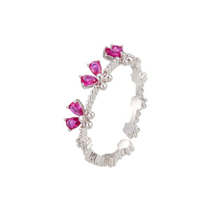 Butterfly Open <b>Ring</b> Micro Pave Pink Crystal Adjustable Index <b>Finger</b> <b>Ring</b> Jewelry Gift - Product Image 5
