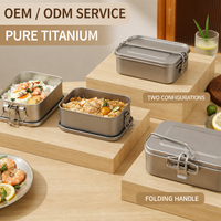 Boîte à lunch en titane avec couvercle à boucle sécurisée, récipient de stockage alimentaire empilable pour le bureau, le camping, les voyages, les pique-niques, la préparation des repas