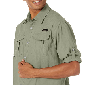 เสื้อเชิ้ต OEM ผ้าริปสต็อป ป้องกันแสงแดด UPF 50+ เสื้อเชิ้ตคาร์โก้หลายกระเป๋า ทรงทหาร ไซส์ใหญ่ ระบายอากาศได้ดี ขายส่ง เสื้อผ้ากลางแจ้ง เสื้อทำงาน - Product Image 1
