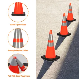 Barricata in PVC 700mm(28 ") avviso strada arancione costruzione traffico pilone controllo del traffico cono di sicurezza stradale con nastro riflettente