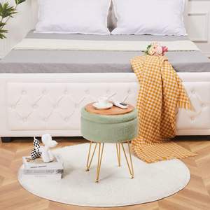 <span class=keywords><strong>Tabouret</strong></span> <span class=keywords><strong>de</strong></span> courtoisie multifonctionnel moderne avec repose-pieds <span class=keywords><strong>rond</strong></span> et pouf <span class=keywords><strong>de</strong></span> rangement en fausse <span class=keywords><strong>fourrure</strong></span> douce pour la chambre à coucher - Product Image 3