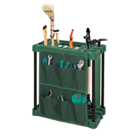 Support de rangement pour outils de jardin rectangulaire en métal double robuste, fentes pour bêches, pelles, balais, râteaux, type debout, facile