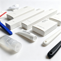Kit d'articles de toilette jetables de luxe pour hôtel, personnalisable avec logo, prêt à expédier, fournitures pour chambre d'hôtes avec savon et brosse à dents