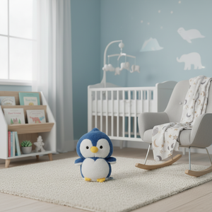 Peluche pingouin bleu, jouet doux décoratif pour bébé et enfant, fabriqué en Chine, modèle AL1216 - Product Image 3