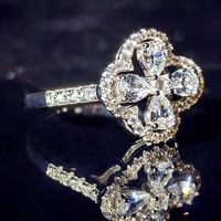 Bague Trèfle à Quatre Feuilles Romantique pour Femme en Argent Sterling 925 avec Zircon 8A en Forme de Poire et Halo Goutte d'Eau, Collection Joaillerie Fine 2026
