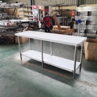 Table de travail de restauration à 2 niveaux en acier inoxydable 201/304 pour cuisine de restaurant, revêtement autonettoyant, résistant à la corrosion