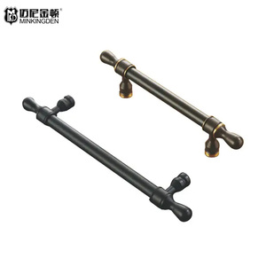 法式小皇冠纯铜实心柜抽屉放手机柜家具把手旋钮单孔黑色 - Product Image 1