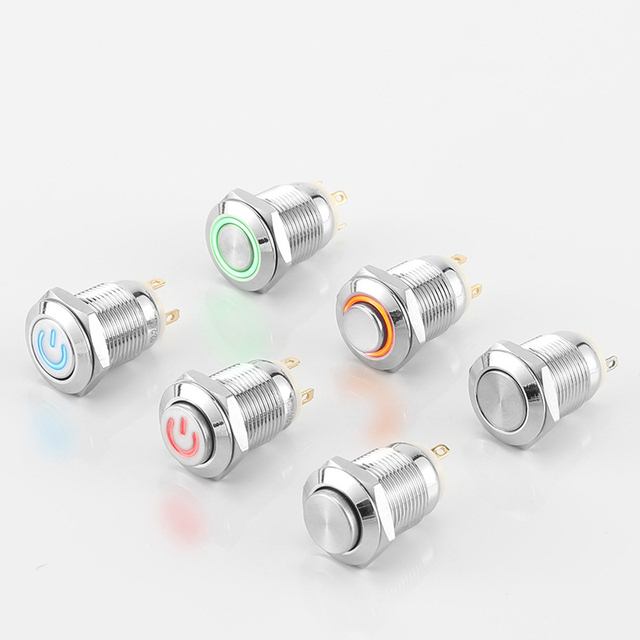 Custom Waterproof Illuminated Pushbutton Momentary Latching on Off Switch12mm 16mm 20mm Stainless Steel Push Button Switches