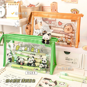 Nouvelle trousse à crayons transparente en PVC avec fermeture éclair, motif pamplemousse, grande capacité, design mignon, pour l'école et le bureau - Product Image 1