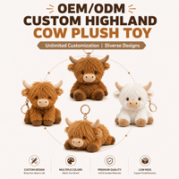 Fabricant de porte-clés en peluche vache des Highlands personnalisés OEM ODM, vente en gros de pendentifs de sac en peluche moelleux, approvisionnement direct usine