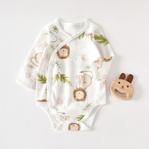 Mono para Bebé Recién Nacido, Diseño Floral, Cierre con Cordones en Ángulo, Etiqueta en el Cuello, Primavera-Otoño, Manga Larga, Algodón Puro, Sin Costuras - Product Image 6