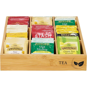 Caja de almacenamiento de café de madera, caja de almacenamiento de madera maciza, caja de almacenamiento de bolsitas de té de bambú con 9 compartimentos, caja de almacenamiento de cápsulas de café - Product Image 2