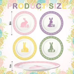 Assiette en céramique personnalisée, motif lapin de Pâques, couleur pastel printanier, pour desserts, salades, brunch et fêtes de printemps, vaisselle de cuisine pour la maison - Product Image 2