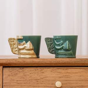 Taza <span class=keywords><strong>de</strong></span> Espresso Estilo Retro, Taza <span class=keywords><strong>para</strong></span> Latte Art, Taza <span class=keywords><strong>de</strong></span> Té Sanxingdui, Regalo Creativo Cultural <span class=keywords><strong>de</strong></span> Sichuan Chengdu, LOGO Personalizado - Product Image 1