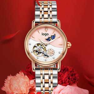 Montre mécanique automatique pour femme avec cadran <span class=keywords><strong>soleil</strong></span> et lune en diamant, bracelet en cuir, montre habillée pour femme - Product Image 3