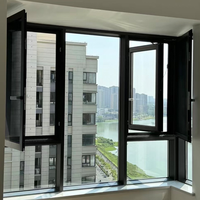 Ventanas Personalizadas de Estilo Moderno, Abatibles Francesas, Doble Acristalamiento, Apertura Horizontal, Vidrio Templado |   Venta al por Mayor para Uso en Sala de Estar