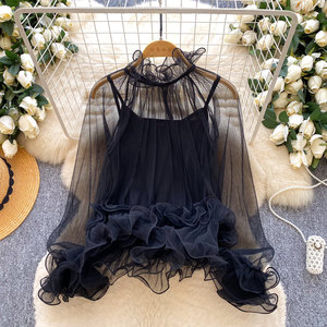 Nouvelle Collection Printemps 2026 : Blouse en Chiffon avec Doublure en Dentelle Élégante et Haut Court Sans Bretelles pour Femme - Product Image 3