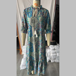 <span class=keywords><strong>Vestidos</strong></span> Largos Casuales de Verano con Estampado Floral de Canal 2026 para Mujer, Corte Holgado, Cuello en V, Media Manga, Estilo Bohemio, Vestido Fluido para Vacaciones - Product Image 4