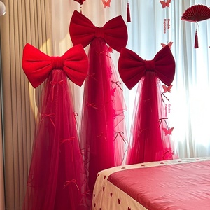 Set Decorativo per <span class=keywords><strong>Camera</strong></span> da Letto <span class=keywords><strong>Nuziale</strong></span> con Grande Fiocco, Colonna, Tenda in Tessuto Ghiaccio e Decorazioni Floreali - Product Image 4