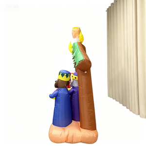 Crèche gonflable de 8 pieds de long avec lumières LED, décoration de jardin de Noël illuminée pour l'intérieur et l'extérieur, représentant la Sainte Famille. - Product Image 4