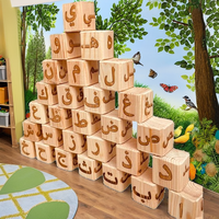 Blocs de l'alphabet arabe en bois nautique Montessori semblant cadeau de l'Aïd ensemble de planche de traçage pour enfants pour apprendre les jouets de blocs de construction en bois
