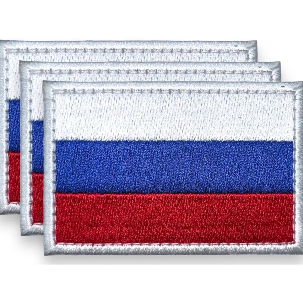 Russia Flag Full Embroidery Patches Colorful Hook and Loop Patch for Bags Vest Uniforms
