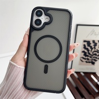 Coque de chargement magnétique sans fil en fibre de carbone pour iPhone 16 15 14 13 12 11 Plus Pro X XR XS Max 6 7 8 coque transparente antichoc
