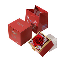 Boîte à bijoux rotative fleur éternelle Flip Rose magique pour proposition collier emballage boîte-cadeau surprise remise des diplômes saint valentin