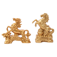 Statue de cheval au galop en résine dorée, sculpture de cheval en course Feng Shui chinois, décoration de bureau à domicile, ornement, cadeau