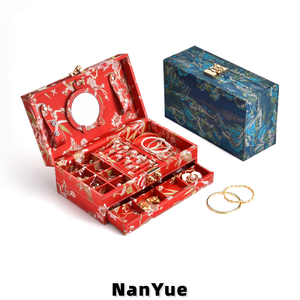 Nouvelle boîte à bijoux rectangulaire de grande capacité de style chinois, boîte de présentation multifonctionnelle pour collection de bijoux pour femmes, boîte cadeau de mariage - Product Image 4