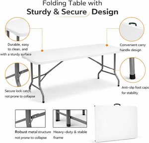 Mesa Plegable Reforzada de Alta Resistencia para Camping, Buffet, Bodas, Mercados, Fiestas en el Jardín, Puestos de Venta, Picnic y Eventos - Product Image 4