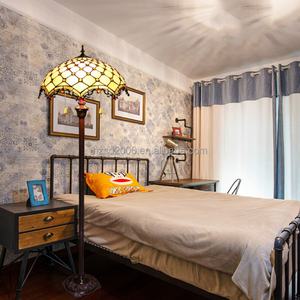 Lámpara de Pie LED de Estilo Europeo Retro de 16'', Base de Resina con Vidrio Tiffany, Control Táctil, para Sala de Estar, Dormitorio - Product Image 3