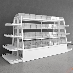 Giá để hàng siêu thị một mặt 5 tầng, kệ trưng bày đồ ăn nhẹ tiện lợi gắn tường, làm bằng thép carbon kim loại - Product Image 1