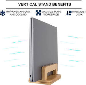 Support vertical <span class=keywords><strong>pour</strong></span> <span class=keywords><strong>ordinateur</strong></span> portable en bois de bambou à largeur réglable Support <span class=keywords><strong>pour</strong></span> tablette mobile <span class=keywords><strong>pour</strong></span> <span class=keywords><strong>ordinateur</strong></span>, tablette, téléphone - Product Image 5