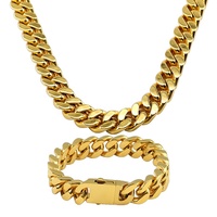 Nouvelle Chaîne Cubaine Épaisse Tendance en Acier Inoxydable Plaqué Or 18K – Collier Lourd en Acier Inoxydable Personnalisé