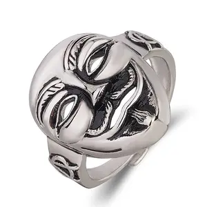 핫 세일 발로 팀 링 복고풍 광대 마스크 유령 머리 반지 패션 현대 부드러운 반지의 보석 남성용