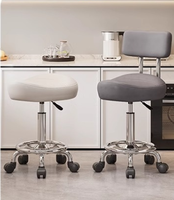 Tabouret de selle en cuir avec hauteur réglable et fonction de massage pour salon, barbier, hôpital