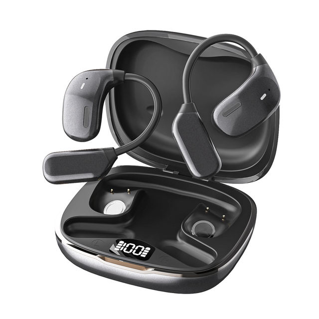 Open-type Bluetooth Headphones with Disinfection Lamps Waterproof Open Ear Earbuds LED Digital Display Custom Logo Earphones