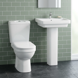 Ensemble WC et lavabo en céramique deux pièces avec piédestal, équipement sanitaire pour salle de bain - Product Image 2