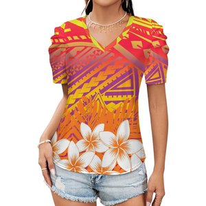 Gran oferta, <span class=keywords><strong>camiseta</strong></span> de <span class=keywords><strong>manga</strong></span> corta con diseño de logotipo personalizado, <span class=keywords><strong>Camiseta</strong></span> deportiva para mujer, <span class=keywords><strong>camiseta</strong></span> de talla grande con cuello en V de verano con estampado samoano - Product Image 1