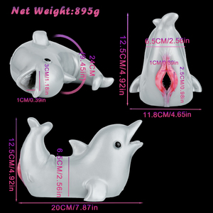 GEEBA Dual Channel Bolso Pussy Silicone Dolphin Pussy Animal Masturbador Masculino Em Forma de Penis Massager Fantasia Vagina para Homens