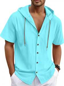Camisas Guayaberas de Lino de Manga Corta Personalizadas para Hombre, Camisa con Botones, Estilo Casual Hawaiano para Playa, Ligera y a la Moda - Product Image 2