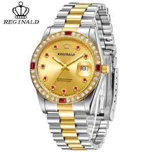 Brand Hong Kong Crown REGINALD Watch Men Rotatable Bezel Japan MIYOTA Quartz Movement Full Stainless steel Watches