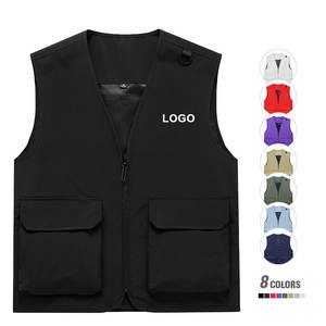 Gilet <span class=keywords><strong>de</strong></span> travail multi-poches personnalisé avec logo, pour homme, noir, en maille, cargo, pour photographe, utilitaire, respirant - Product Image 1