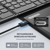 Keyboard BT lipat tiga portabel, papan ketik bantalan sentuh dapat dilipat nirkabel untuk Tablet IOS Android Windows ipad