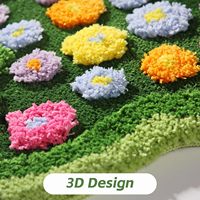 Karpet Kamar Mandi & Kamar Tidur Anak Motif Bunga Hijau 3D Modern, Anti Slip, Penyerap Air, Ramah Lingkungan, Dapat Dicuci Mesin, Desain Khusus